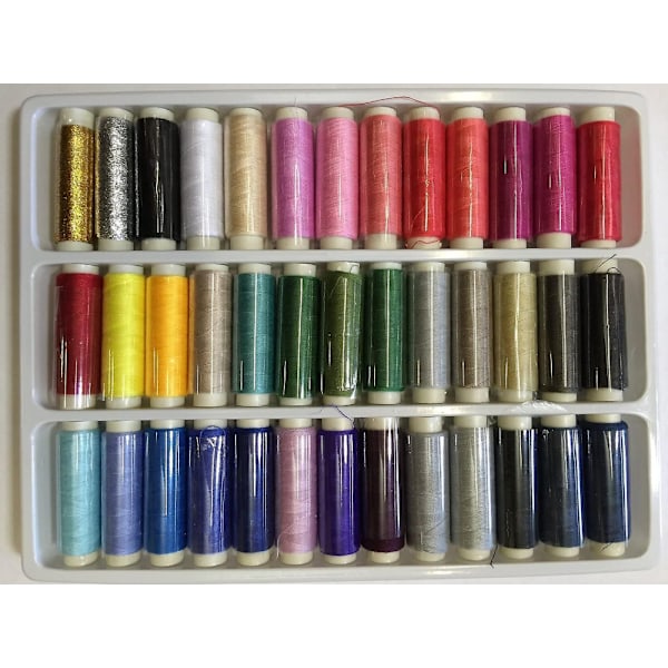 39 Fargede Polyester Sytrådsruller, 200 Yard per Rull