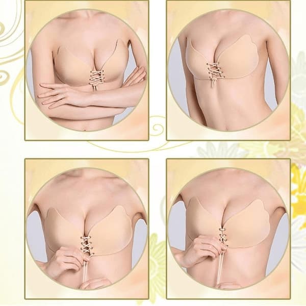 Näkymätön Itsekiinnittyvä Rintaliivit - Push-Up - Beige - A Kuppi 144 3-Pack