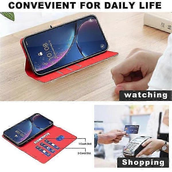Til Samsung Galaxy A56 5G Lædercover Splejsningsfarve Red