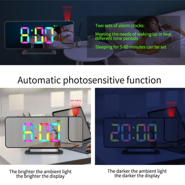 LED projektionsvækkeur 16