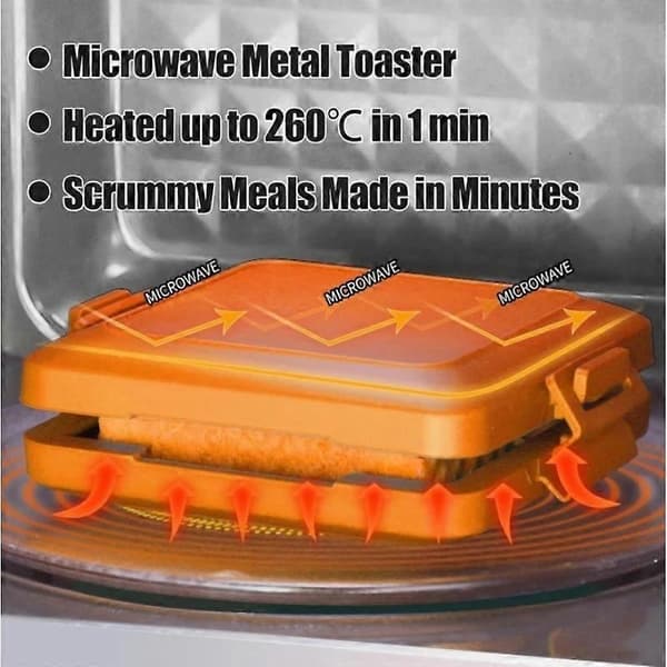 Mikrovågsugn Toastie Sandwich Maker, Trådlös Toastie Maker Nonstick-platta A Orange