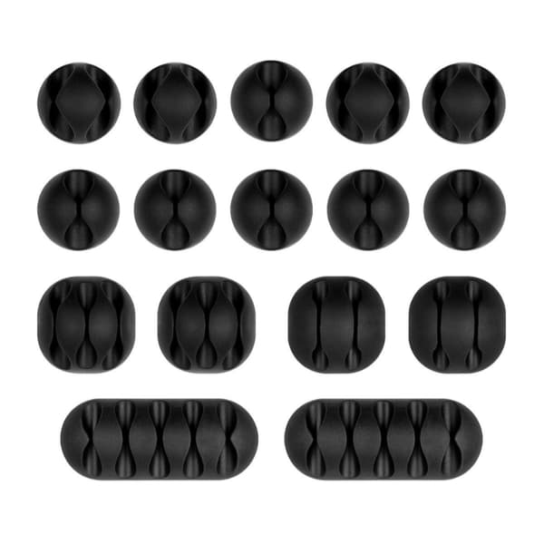 Selvklæbende kabelholder i silikone, 16 stk., sorte 240 2-Pack