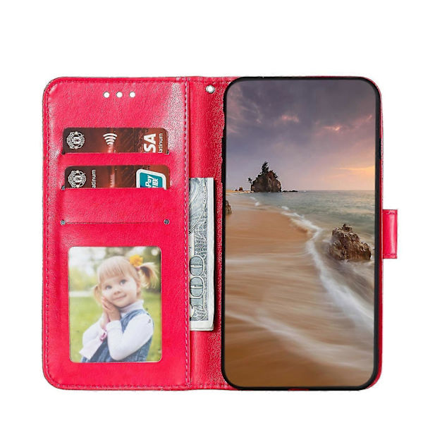 Blondeblomst Læder Telefon Cover Til iPhone 15 Plus Red