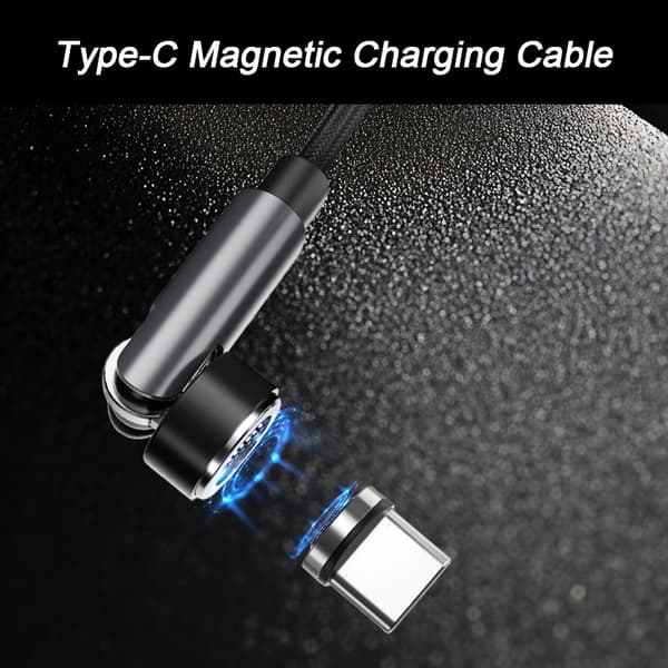 Magnetisk USB-C laddkabel 3A Snabbladdning 2 m Black