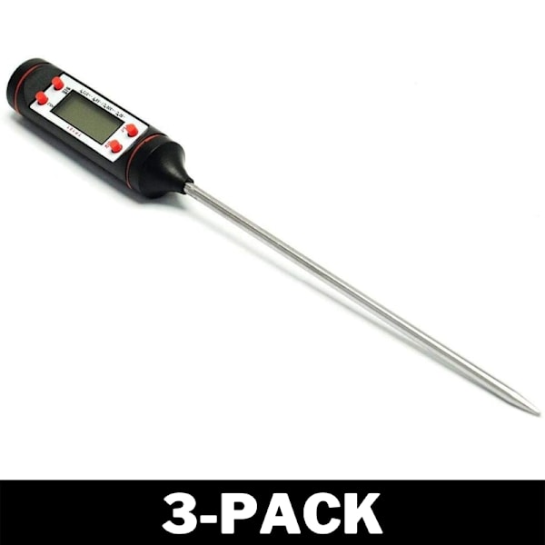 Digitalt steketermometer / baketermometer LCD-display svart 240 5-Pack