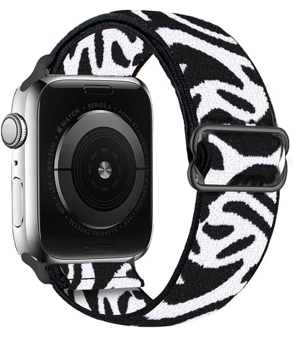 iwatch7new elastisk nylon justerbar elastisk vævet æble rem Zebra Hvid Zebra White 42mm44mm45mm