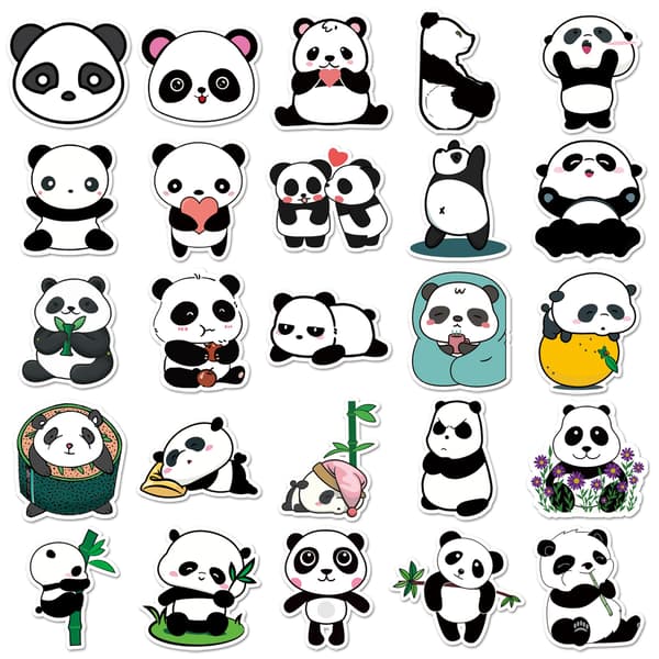 DIY Stickerpakke - 50 unikke designerpandaer