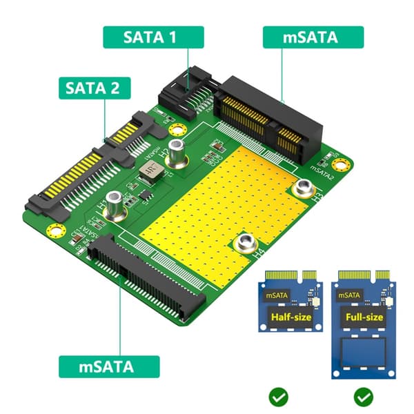 Två Msata SSD till Sata3.0 Två Adapter 6Gdps SSD-omvandlare