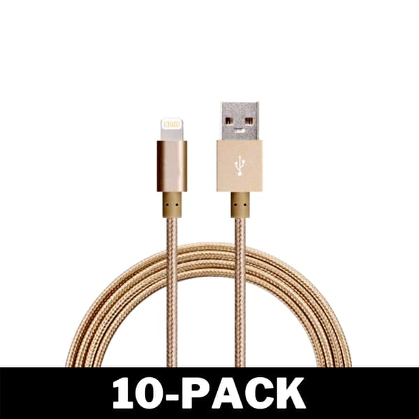 1M Kaapeli iPhone Laturi Nylon Quick Charge Kulta 16 1-Pack