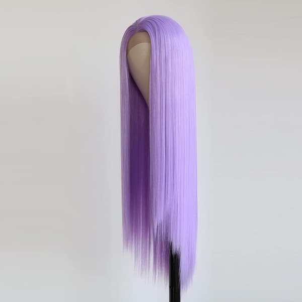 Lilla glat hår til kvinder - Langt hår Cosplay paryk