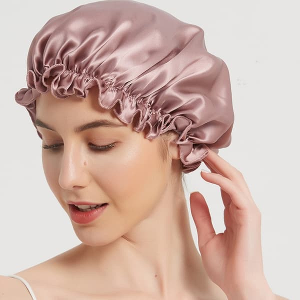 Sovehette nattlue i 100 % silke, rosa Rosa XL