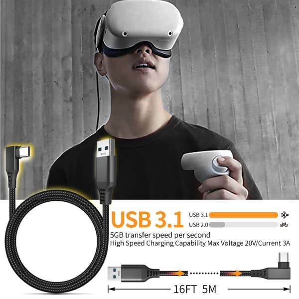 Linkkikaapeli Oculus Quest 2 USB-C/USB-A 5 m