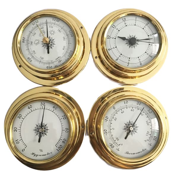 4 stk. Marine vægmonteret barometer urmåler termometer hygrometer sæt