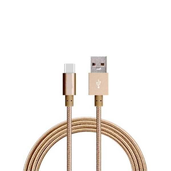 2M USB til USB-C Kabel Nylon Hurtiglading Gull 72 3-Pack