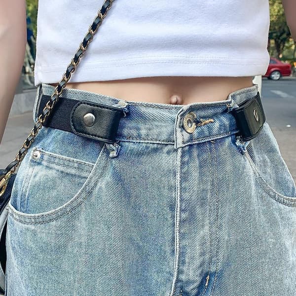 Spännlöst bälte - Elastiskt midjebälte för män och kvinnor, osynligt justerbart, hållbart, perfekt för jeans och byxor Red green pattern