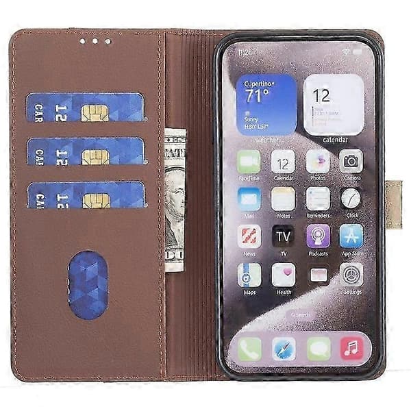 För Samsung Galaxy A56 5G Läderfodral Sömfärg Brown