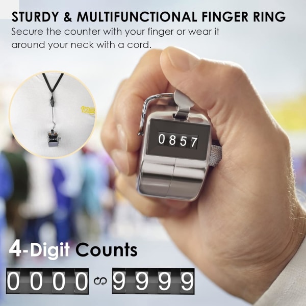 Hand Tally Counter 4 Digital Count Clicker Counter