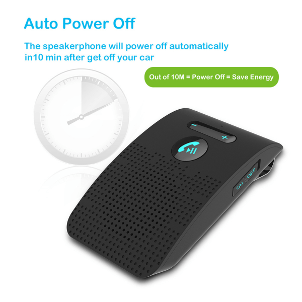 Bluetooth-kompatibel handsfree-högtalare för solskydd - Trådlös musikadapter för biltillbehör