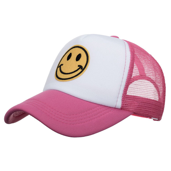 Män Kvinnor Leende Ansikte Mesh Basebollkeps Justerbar Snapback Sport Topphatt Plum Red White