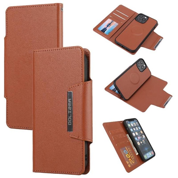 För Iphone 13 Pro Max Ultratunt Separerbart Magnetisk Horisontellt Flip  Case med kortplats och plånbok (brun) 56a1 | Fyndiq