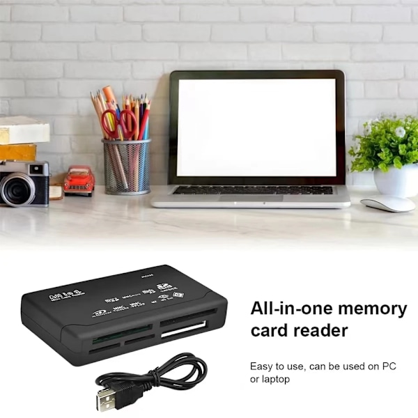 USB 2.0 Mini Minneskortläsare Multifunktionell Allt-i-ett Kortläsare