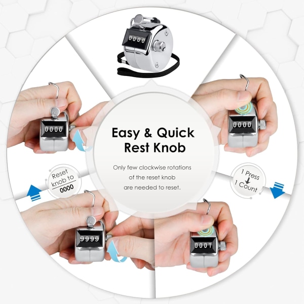 Hand Tally Counter 4 Digital Count Clicker Counter