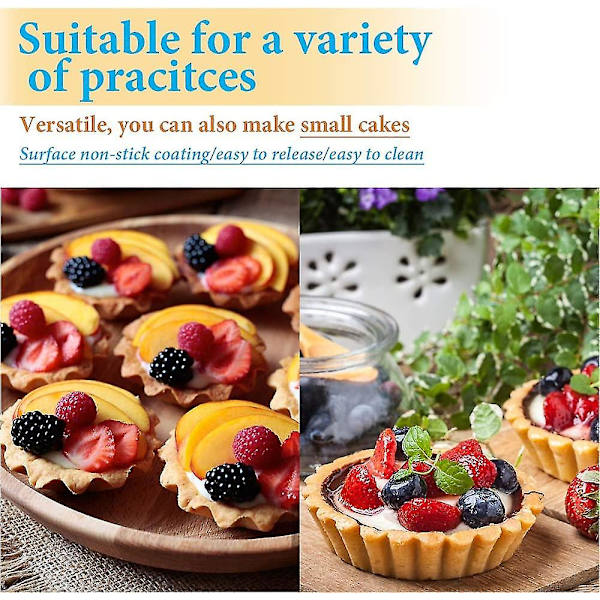 20-pack Formar, 3,7 tum Rostfritt Stål Mini Paj Tartlet Tårta Muffinsform Form Panna Bakverktyg