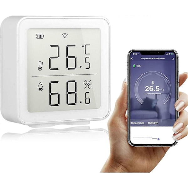 Wifi Trådlös Temperatursensor, Wifi Temperatur- och Fuktighetsmätare, Trådlös Hygrometer Termometer för Inomhusbruk, Hemmautomation