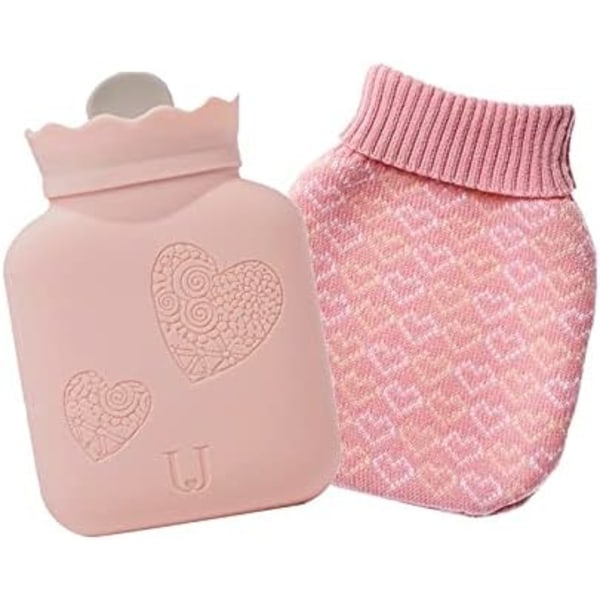 Silikon Varmvattenflaska, för Smärtlindring (Rosa, Kort)