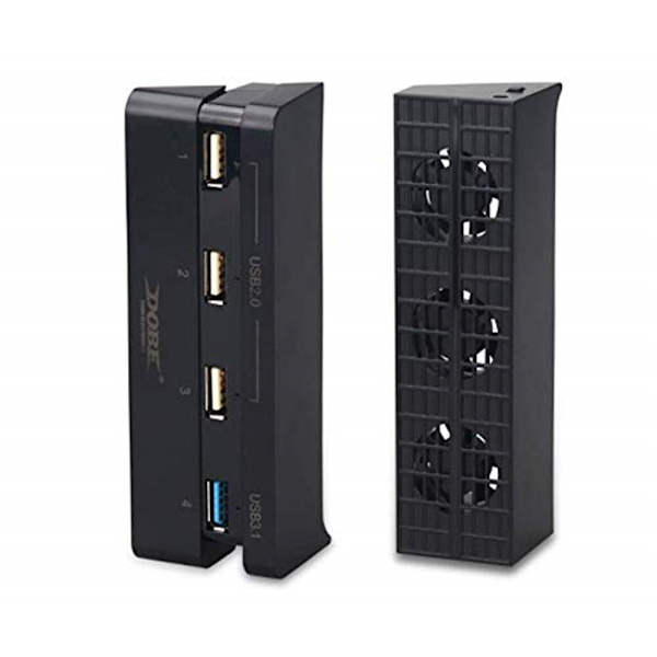 Superkylande fläkt för PS4 Slim + USB-hubb för PS4 Slim (USB 3.1 USB 2.0) för Sony för Playstation 4 Slim