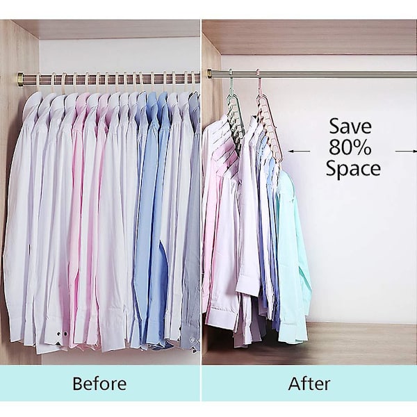 8-pack Magic Space Saving Hangers med 9 hål, Multifunktionell Smart Organizer, Garderobsförvaring