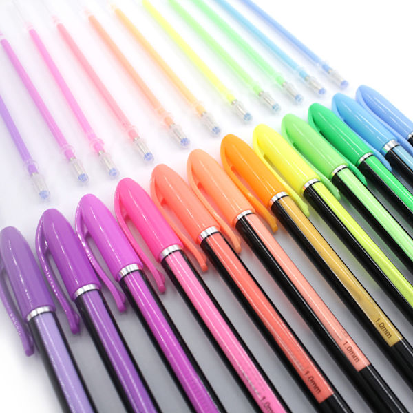 48-pack Gelpennor Metallic Pastell Glitter Neon Markörpenna För