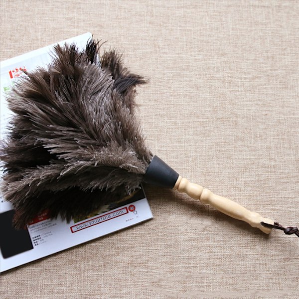 Reusable Ostrich Feather Duster with Anti-Static Wooden Handle