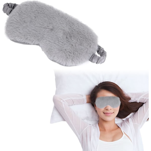 Silk Eye Rabbit Plysch Sömnmask Resebärbar med elastisk rem för kvinnor och män (grå)
