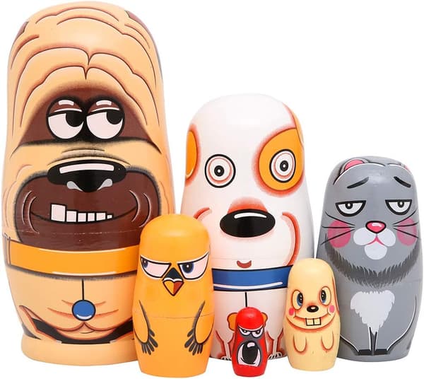 6 stycken handgjorda ryska trädockor Nesting Dolls Matryoshka