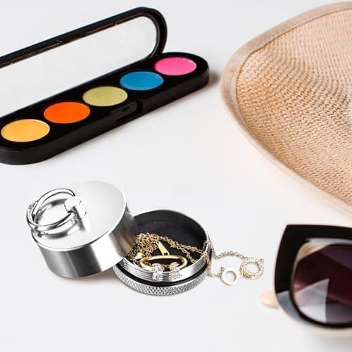 Mini Aluminum Jewelry Box for Travel with Easy Open Latch, Compact