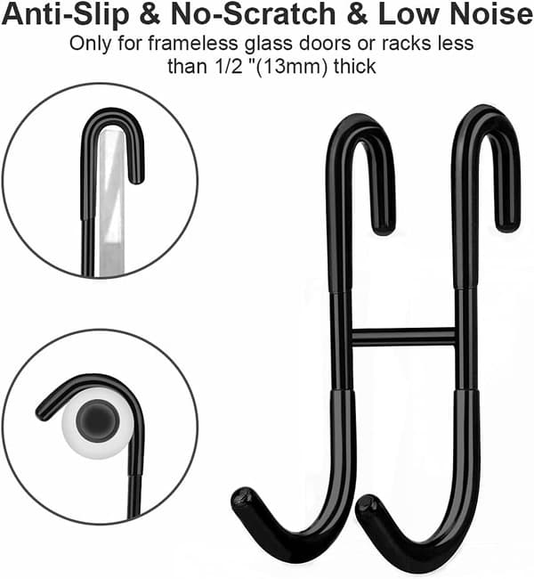 2-pack duschglasdörrkrokar, matt svart plätering