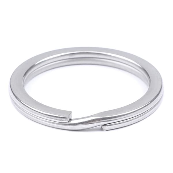 100-pack rostfria nyckelringar, 25 mm nyckelringar, platta nyckelringar
