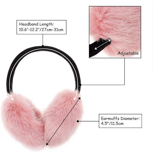 Klassiska Dam & Flickor Justerbara Vinter Hörlurar Rosa