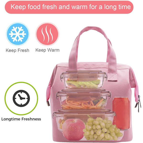 Isolerad Lunchväska Enkel Bento Kylväska Lunch (Rosa)