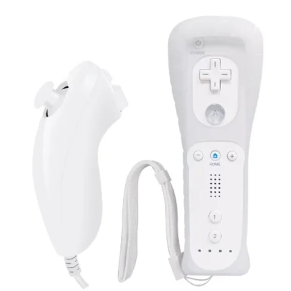 Wii Mote Motion Plus + Nunchuk Kompatibel med Nintendo Wii / Wii U Vit