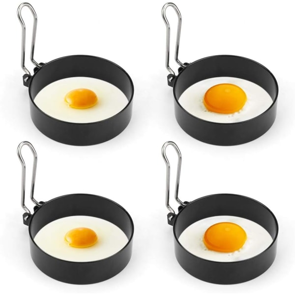 Non-Stick äggringar, 4st rund form i rostfritt stål för Frie