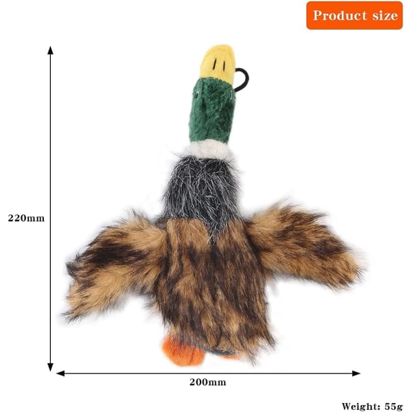 Hundleksak, Pipande Anka Plyschleksak, Interaktiv Tuggleksak för Tandvård med Ljud (Gräsand, 21 cm)——VEBTles