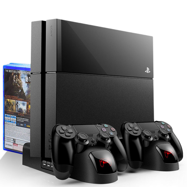 PS4-stativ kylfläktstation för Playstation 4/PS4 Slim/PS4 Pro, PS4 Pro vertikalt stativ med 12 spelplatser