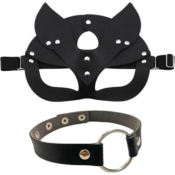 2ST Läder Kattmask - Sexig Ögonmask - Cosplay Kostym
