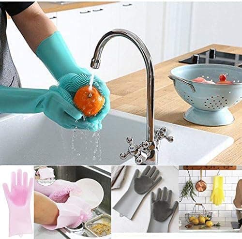 Rengöringshandskar i svamp, Diskhanskar, Silikon Återanvändbara