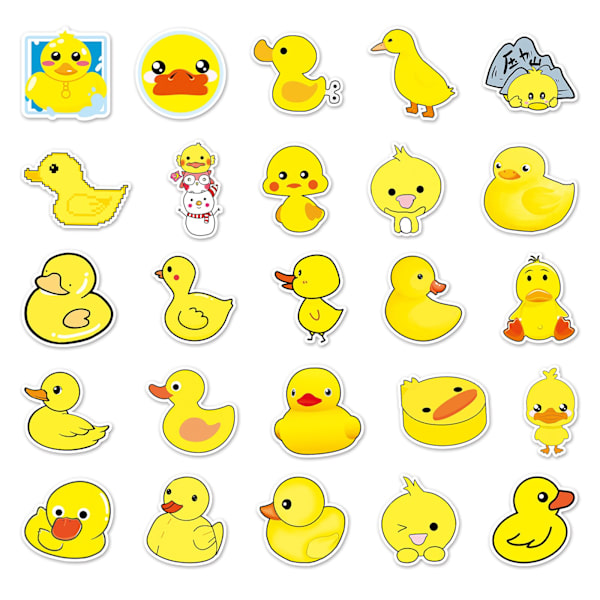 50 st. Cartoon Little Yellow Duck Personliga Graffiti Vattentäta Dekaler för Resväska, Anteckningsbok, Kylskåp, Vattenflaska