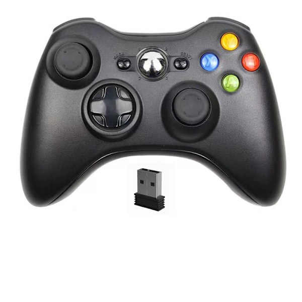 Trådlös handkontroll för Xbox 360, Finydr Xbox 360 joystick trådlös spelkontroll för Xbox & Slim 360 PC (svart) [DB]