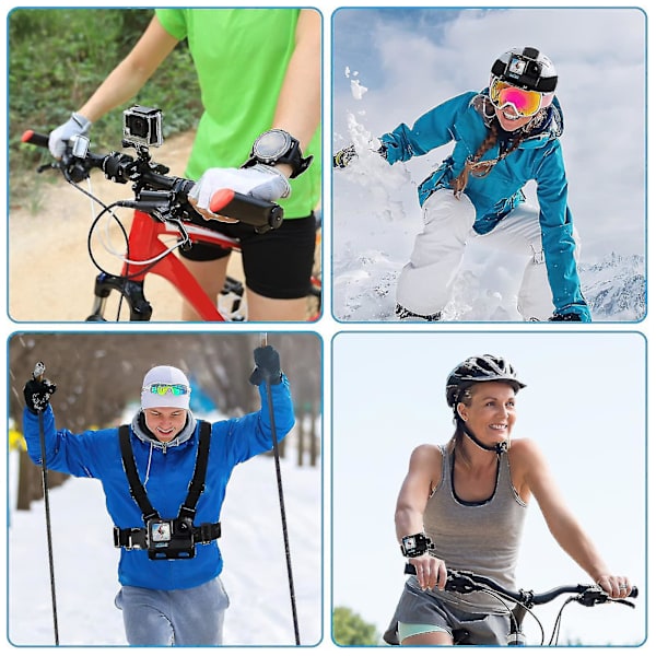 20-i-1 Sportkamera-tillbehörssats för GoPro Hero 10 9 8 Max 7 6 5 4 Black 2018 Session Fusion Silver White och andra actionkameror Huvud St