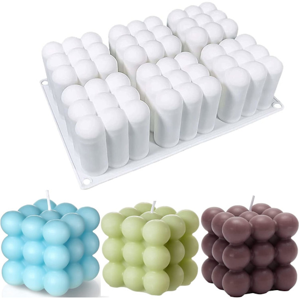 6-hålig silikonform i 3D-bubbeldesign för ljus, form